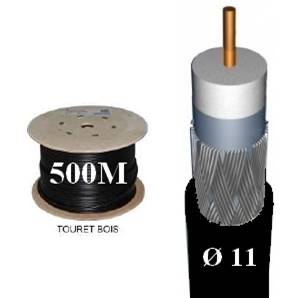 CABLE COAXIAL Ø 11mm 11PATC classe A - 3 GHz NOIR ELBAC (touret 500m)