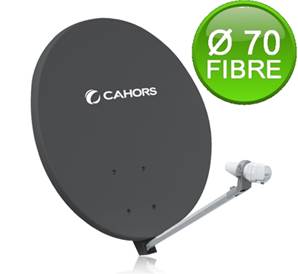 PARABOLE Ø 70 CM FIBRE GRISE, arrière COMPO + LNB CAHORS