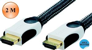 CORDON HDMI 1.4 HIGH SPEED WITH ETHERNET - TRESSE - PREMIUM - 2 M