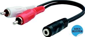 ADAPTATEUR 2 RCA mâle / JACK 3.5 mm Femelle - 20 cm ERARD CONNECT